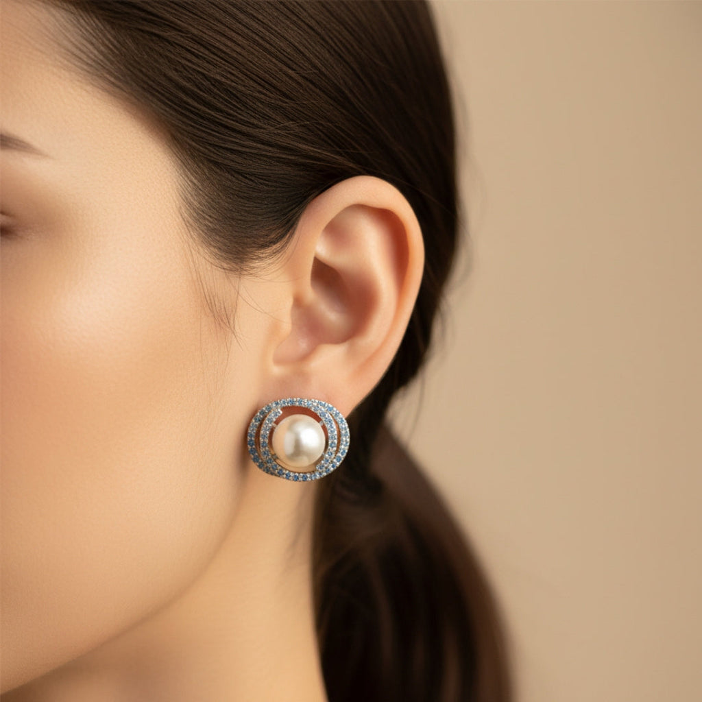 Celeste Blue Pearl Studs