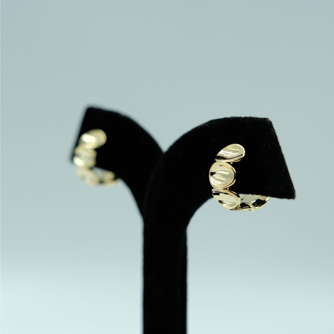 Triple Gleam Gold Stud Earrings