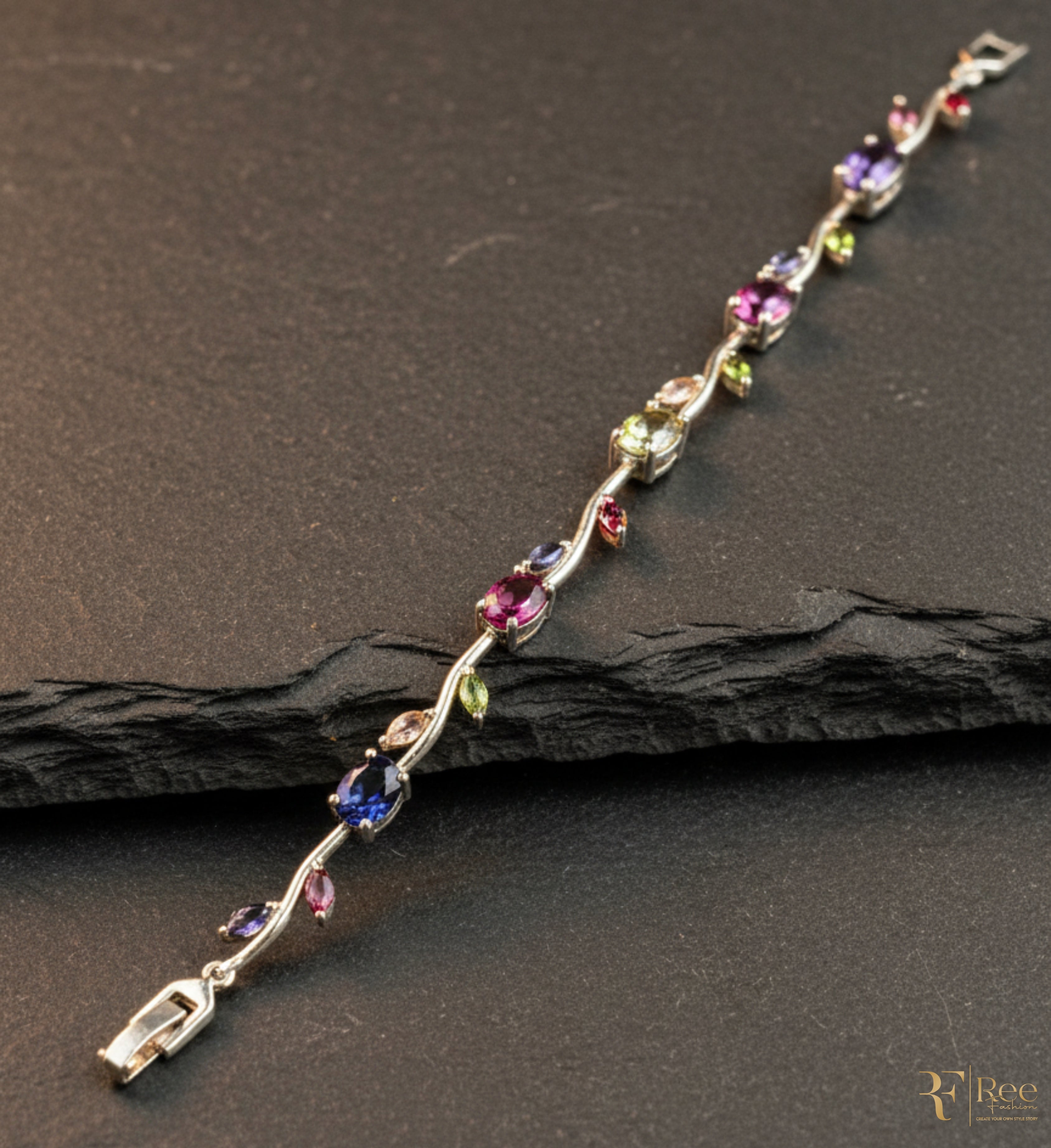 Multicolor Gemstone Link Bracelet