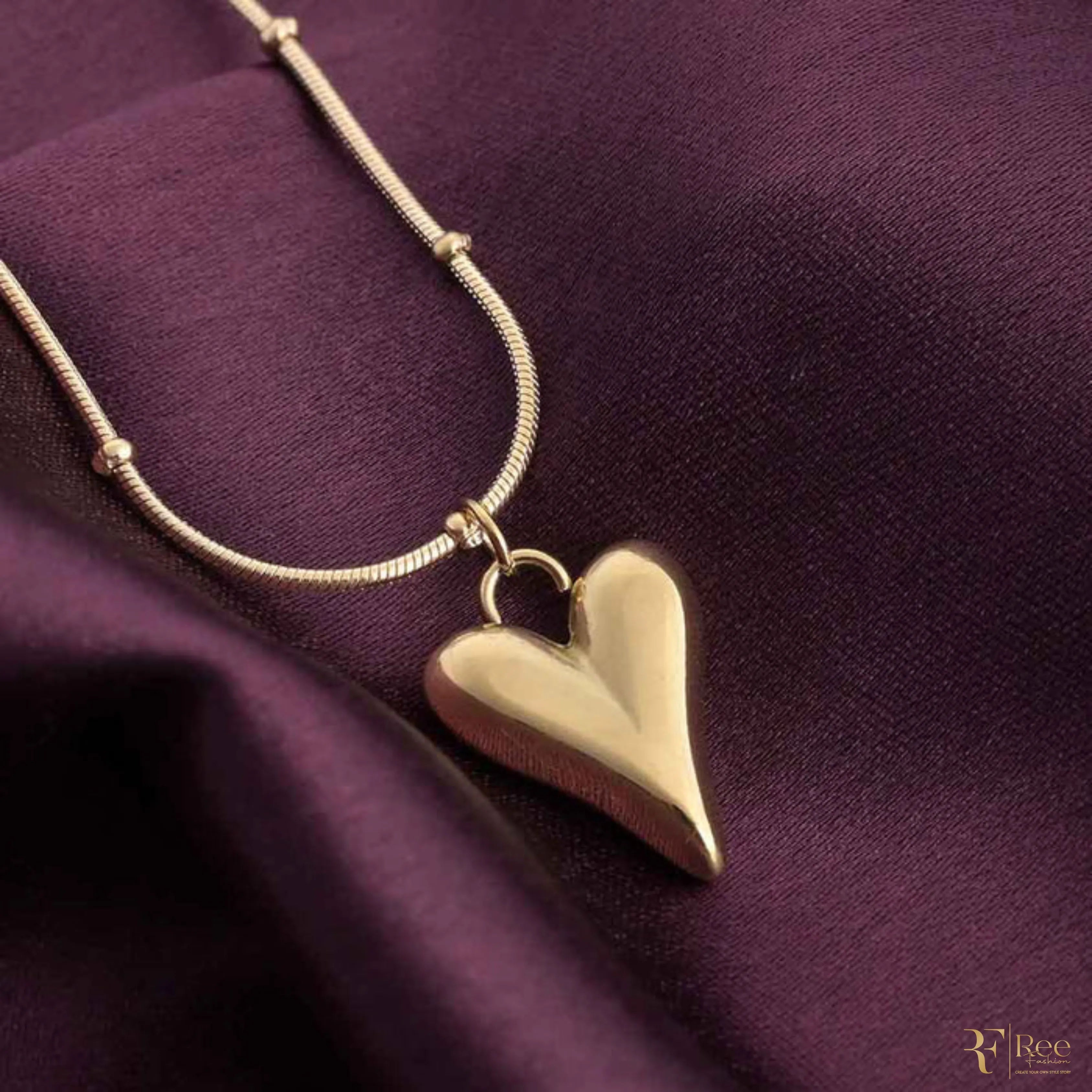 Golden Heart Puffed Pendant