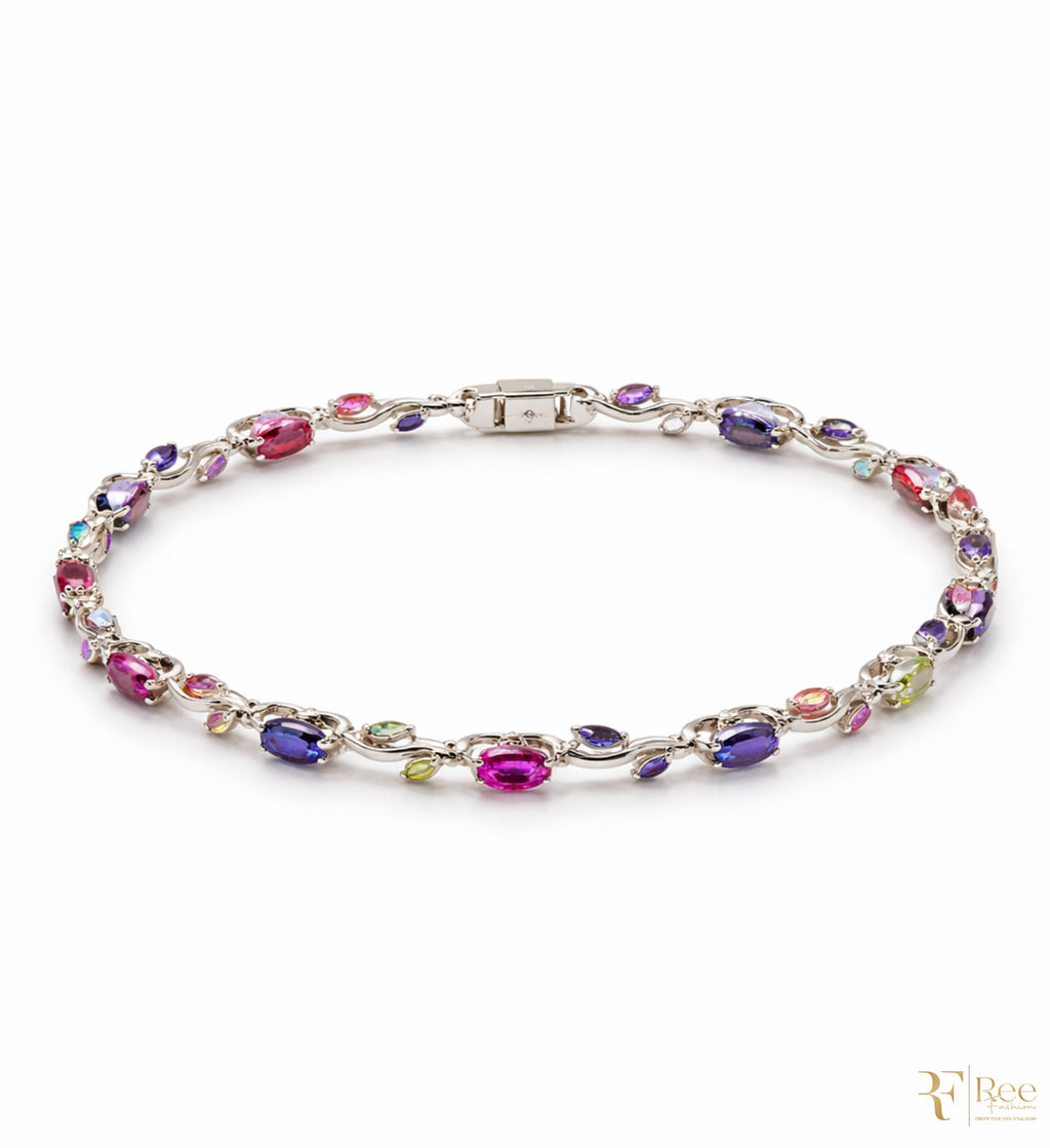 Multicolor Gemstone Link Bracelet