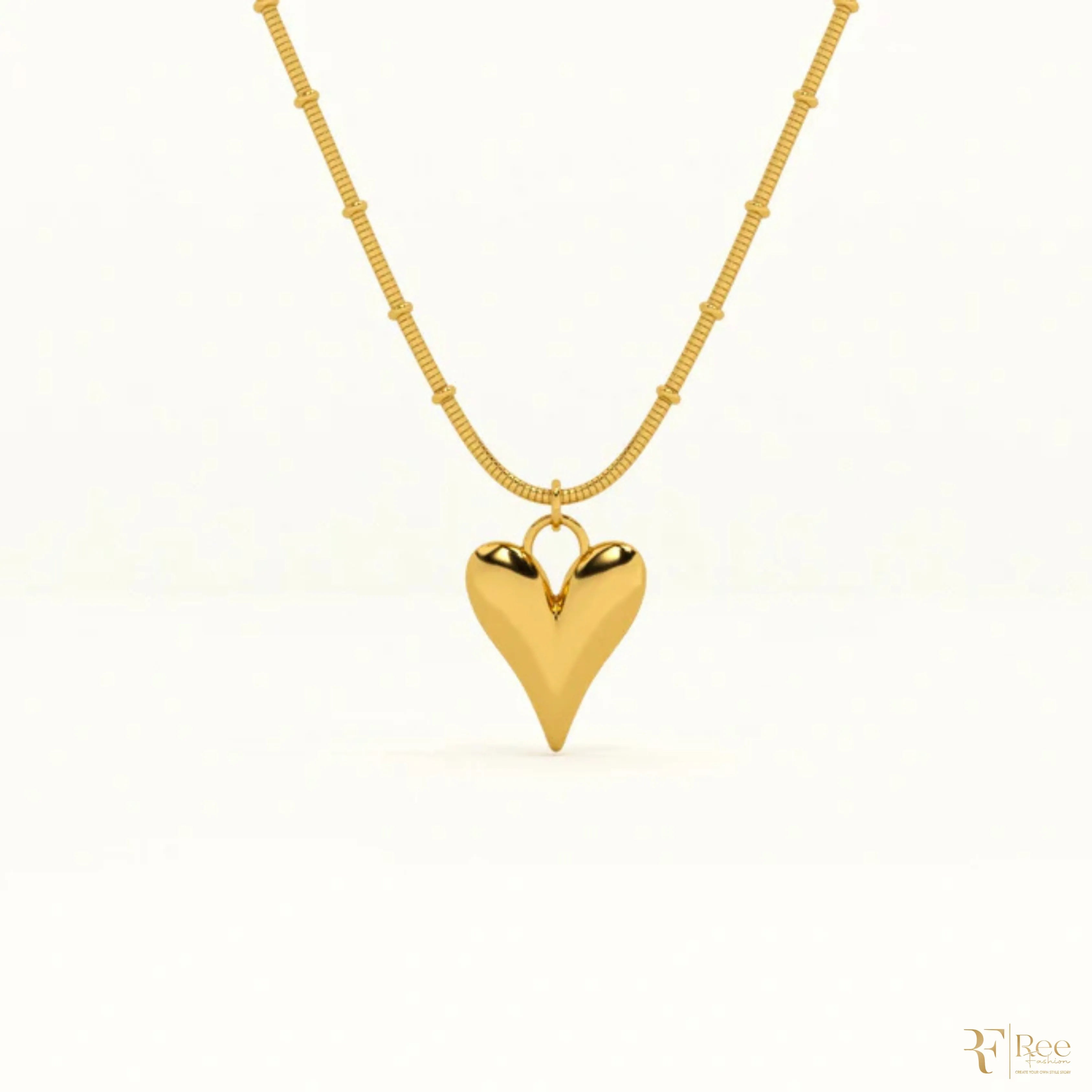 Golden Heart Puffed Pendant