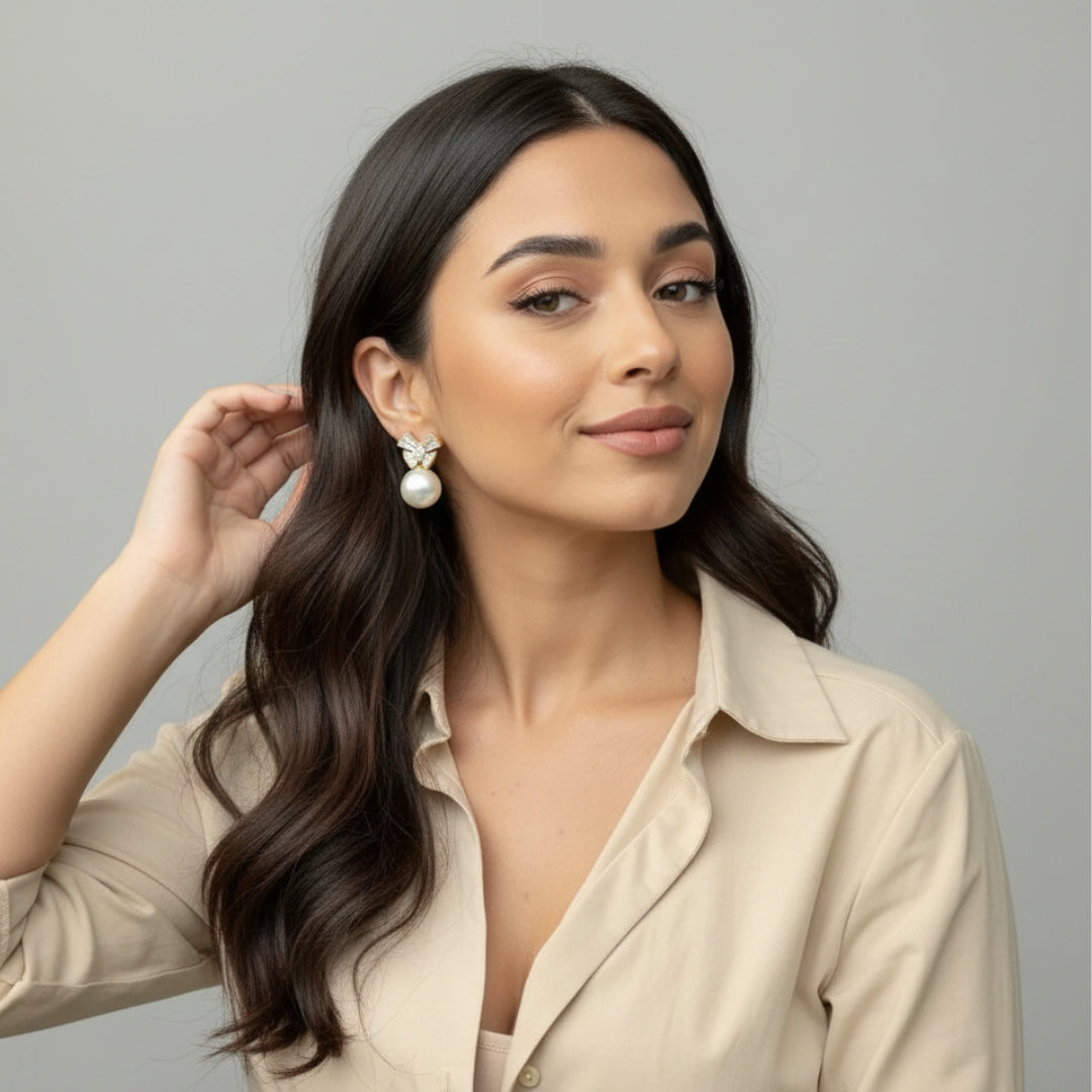 Pearl Blossom Stud Earrings
