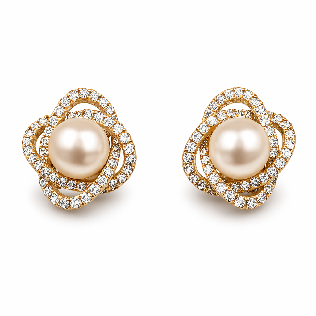 Pearl Blossom Stud Earrings