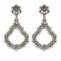 Silver Bloom Diamond Drop Earrings
