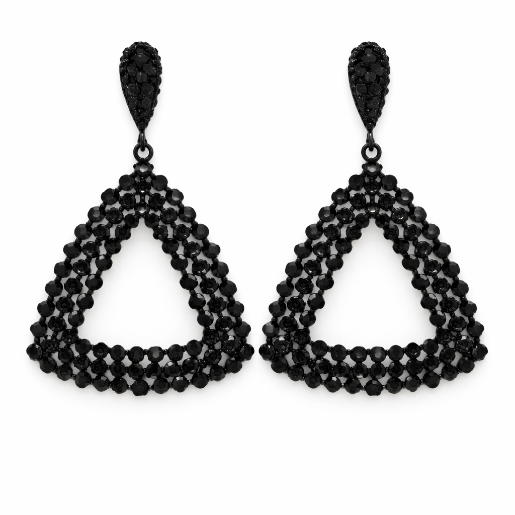 Midnight Noir Beaded Drop Earrings