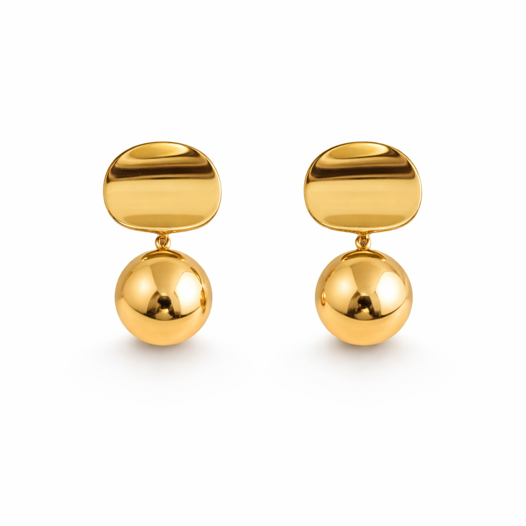 Luna Drop Gold Stud Earrings