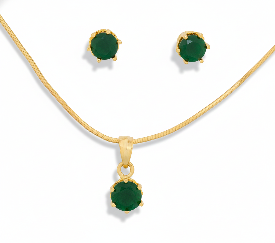 Emerald Aura Pendant Set