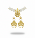 Royal Golden Filigree Pearl Choker & Chandbali Earring Set