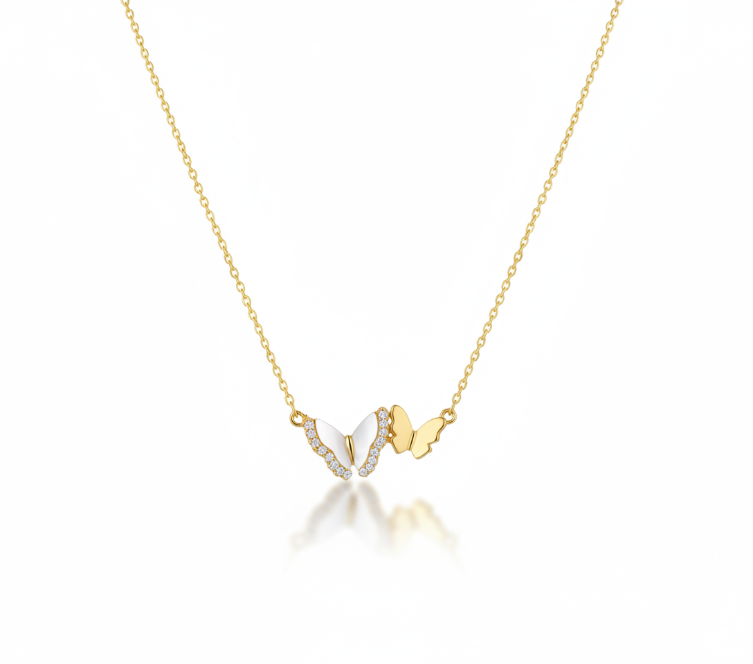 Golden Flutter Butterfly Pendant