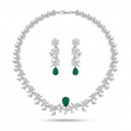 Regal Emerald Blossom Necklace Set