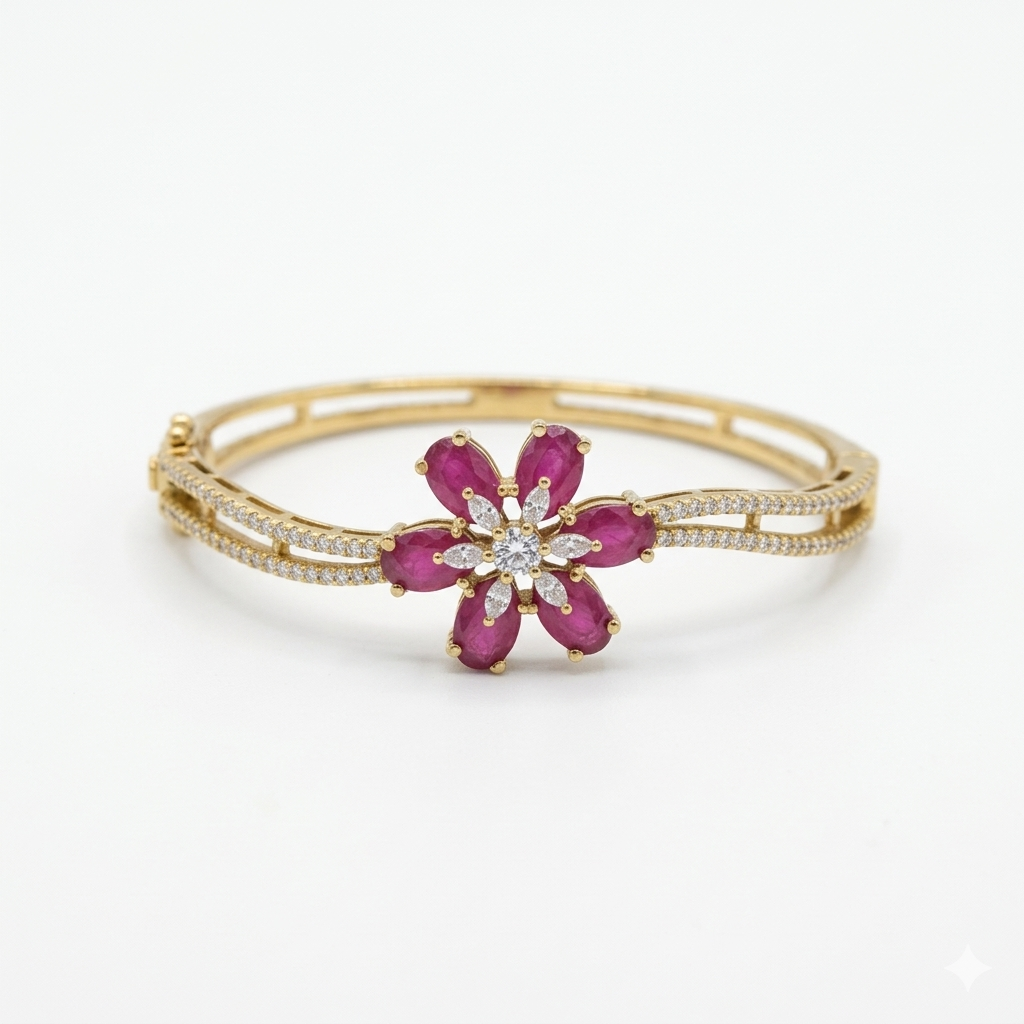 Ruby Bloom Elegance Bracelet