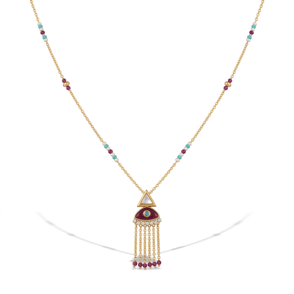 Evil Eye Tassel Pendant Set