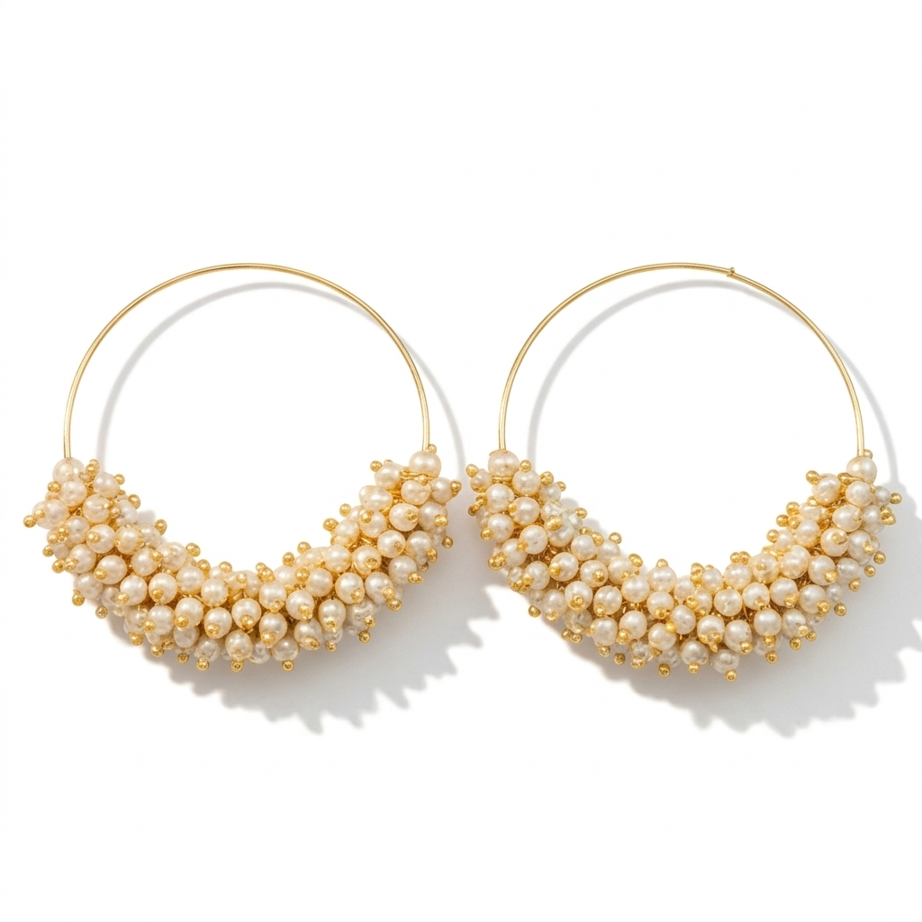 Pearl Bloom Hoop Earrings