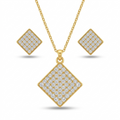 Diamond Grid Pendant Necklace