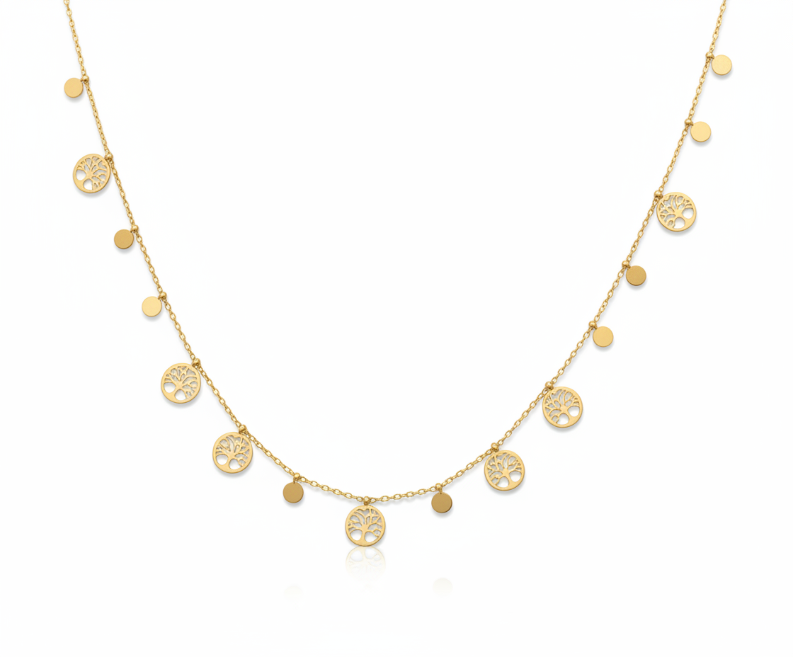 Golden Tree Charm Necklace