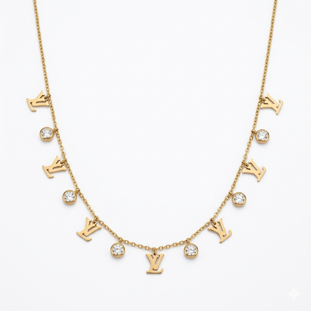Golden Initial Sparkle Necklace