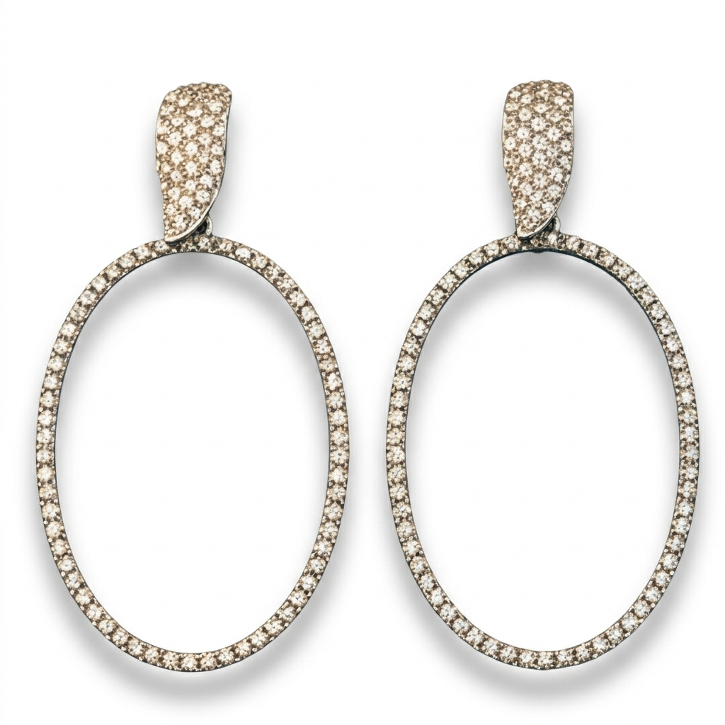 Celeste Oval Diamond Drop Earrings