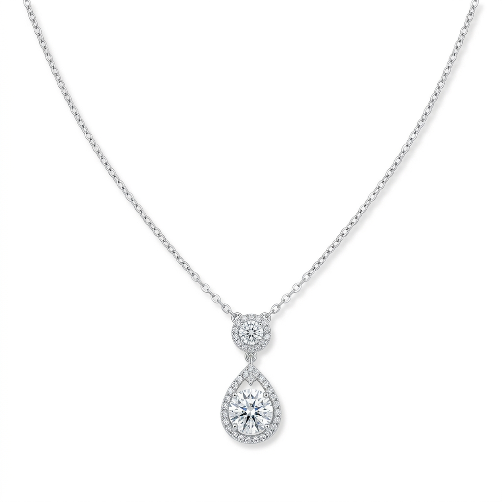 Radiant Teardrop Halo Pendant