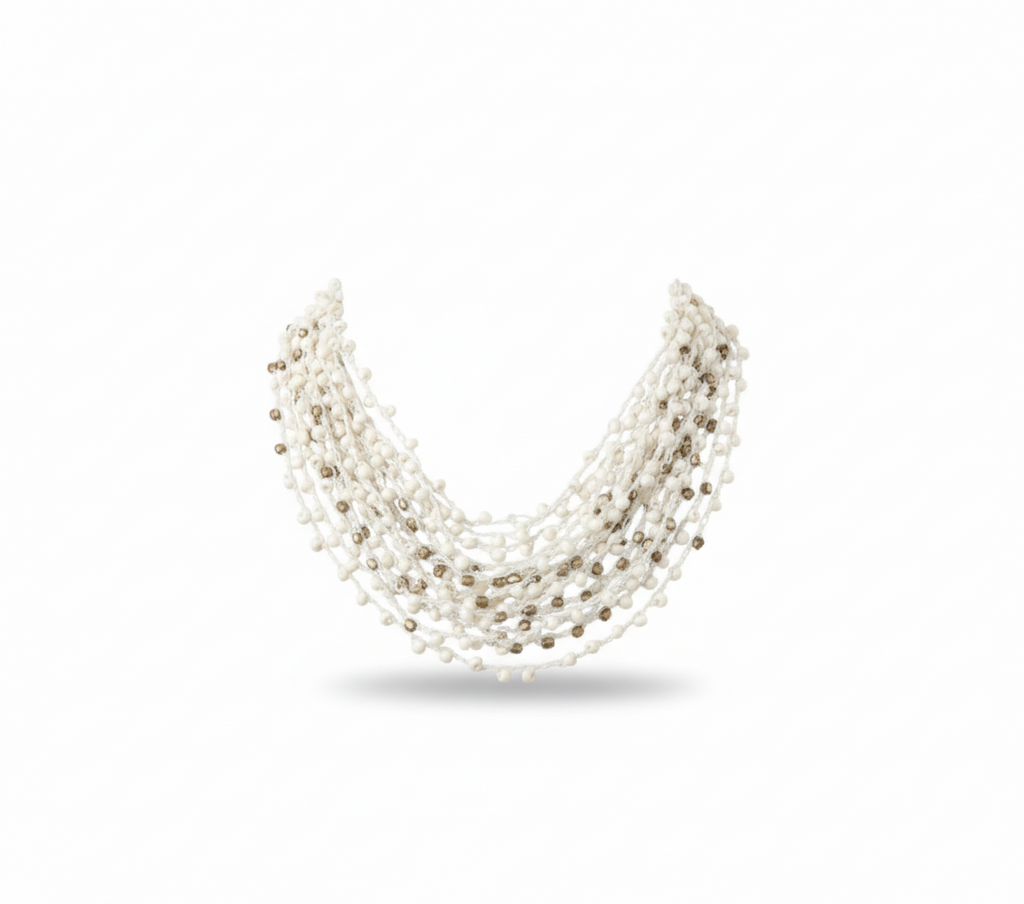 Ivory Cascade Multi-Layer Beaded Statement Necklace