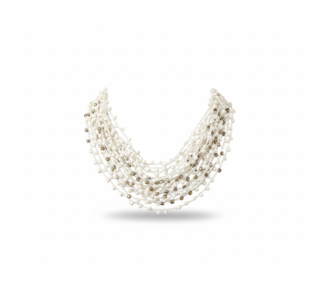 Ivory Cascade Multi-Layer Beaded Statement Necklace