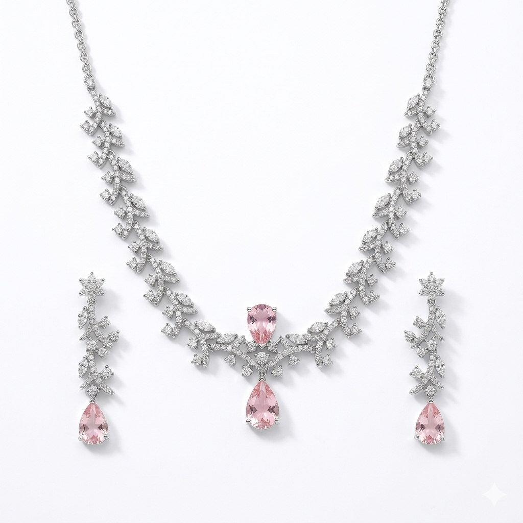Blush Crystal Vine Necklace Set