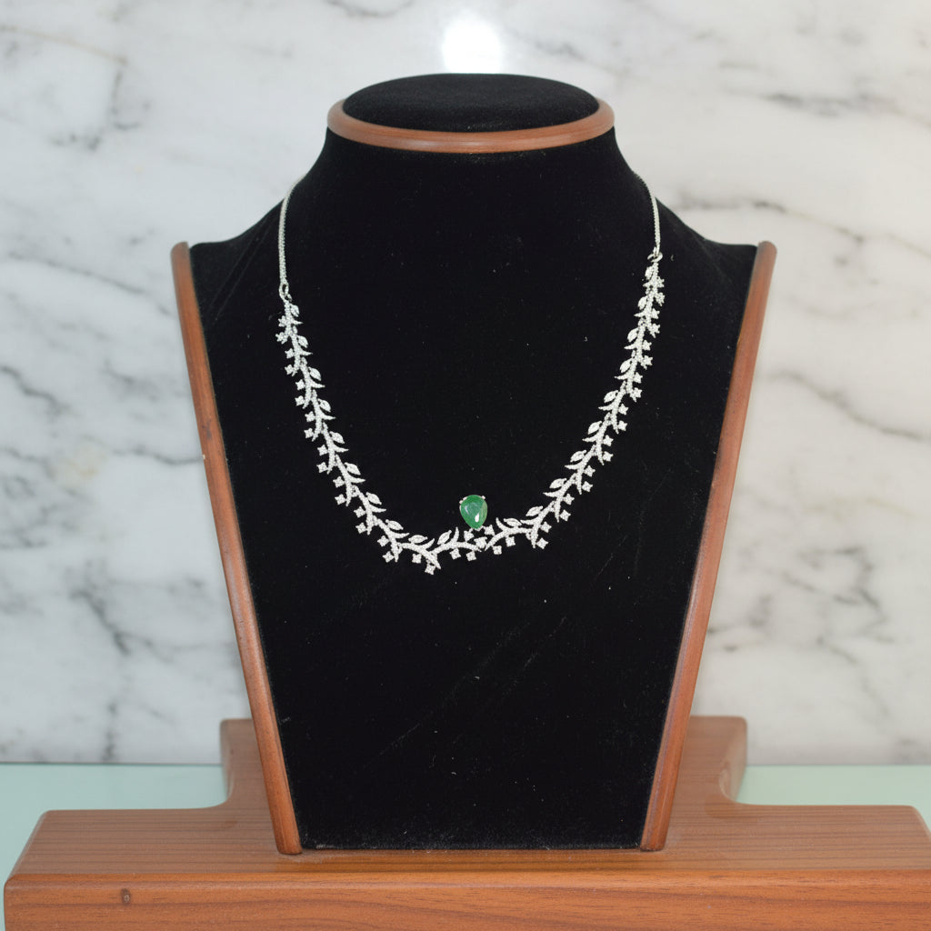 Regal Emerald Blossom Necklace Set
