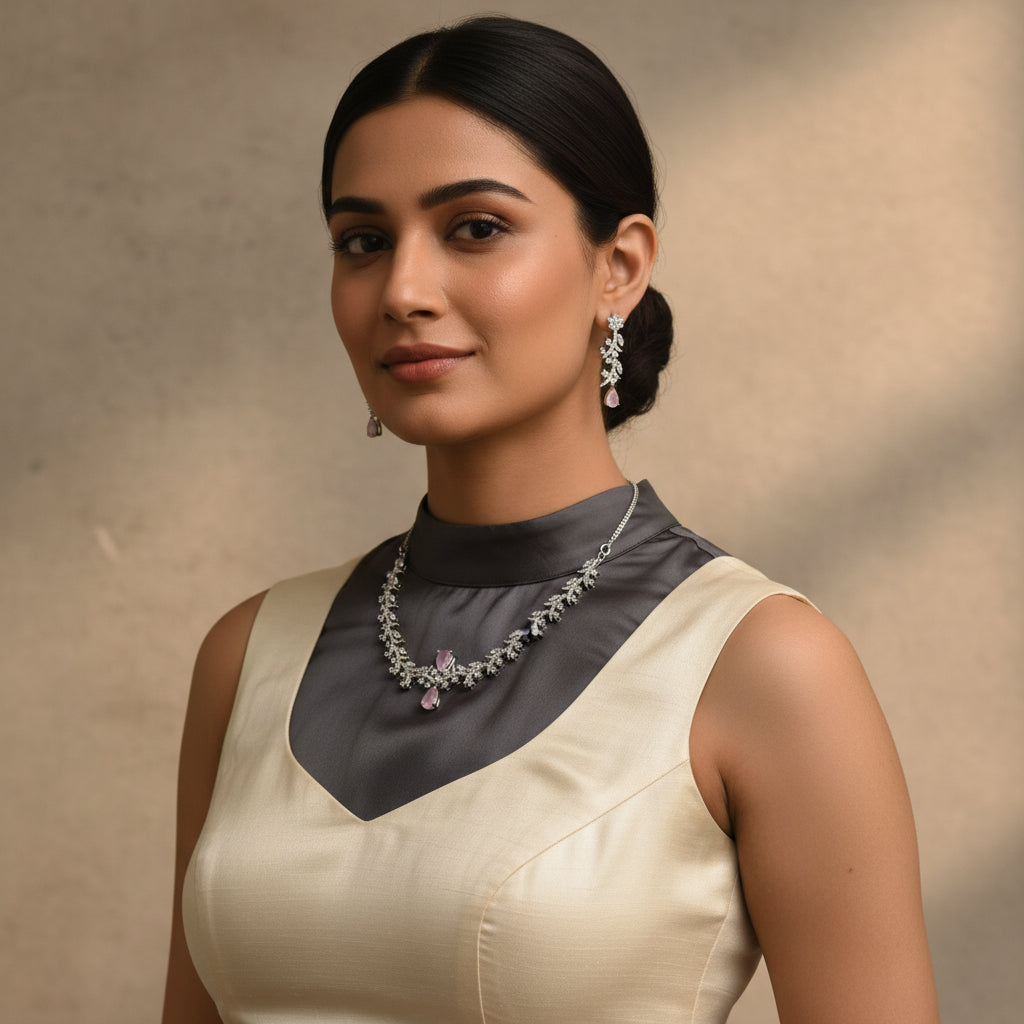 Blush Crystal Vine Necklace Set